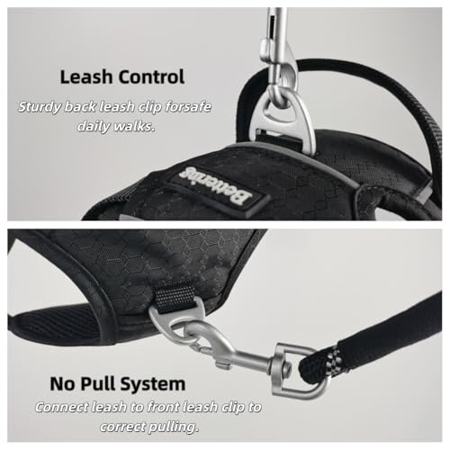 No Pull Dog Harness Front Clip Heavy Duty Reflective Easy Control Handle for Small Medium Large Dog (Black, XL) - color: Black, size: XL