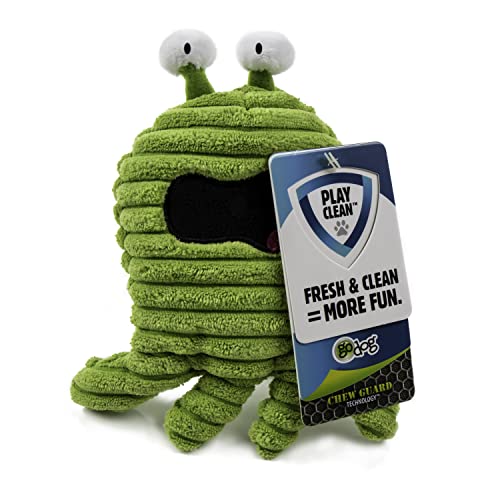 goDog PlayClean Germs Squeaky Plush Dog Toy with Odor-Eliminating Essential Oils, Chew Guard Technology - Green, Large - color: PlayClean - Germs Monster (Green), size: Large