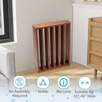24" Tall Freestanding Pet Gate 4-Panel Wooden Dog Fence with 2 Support Feet, Wooden Folding Dog Barrier for Indoor, Stairs, Doorways, Halls, Kitchen No Assembly Required (Brown) - size: 24in Brown