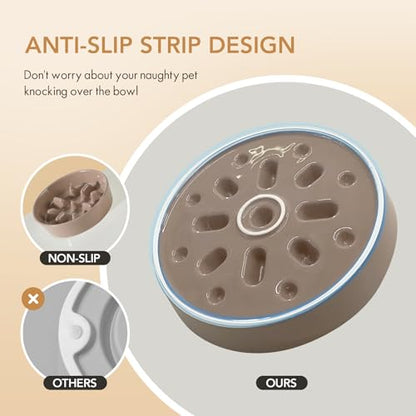 Havniva Ceramic Slow Feeder Dog Bowls, 1.2 Cups Dog Bowl Slow Feeding for Small and Medium Breed, 7.3inch Puzzle Dog Food Bowl Slow Feeder Non-Slip Anti-Gulping and Anti-Choking Reduces Bloating - color: 1 x Brown Coffee-C, size: 7.3inch