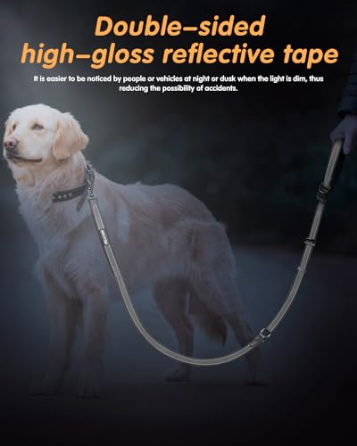 Hands Free Dog Leash with Seatbelt, 9.5 FT Adjustable Handheld/Crossbody/Waist Leash for Dog Walking, Reflective, 360° Tangle-Free, Shock Absorbing for Medium & Large Dogs. - color: Grey