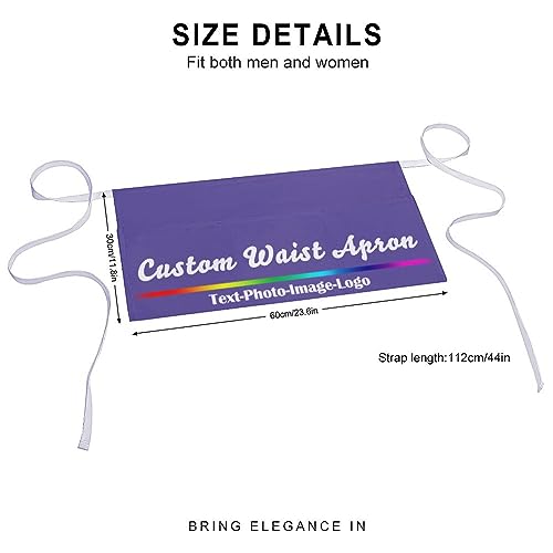 sophiehome Custom Waist Apron with Pockets Add Photo Logo Name Personalized Waiter Server Short Aprons for Kitchen - color: Lilac