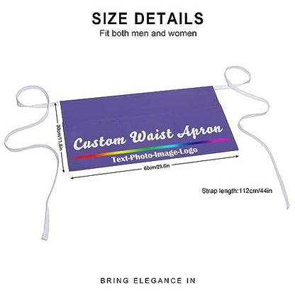 sophiehome Custom Waist Apron with Pockets Add Photo Logo Name Personalized Waiter Server Short Aprons for Kitchen - color: Lilac