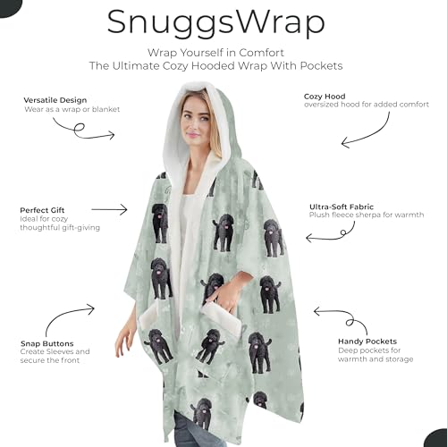E&S Pets Sherpa Wearable Blanket Hoodie for Women – Soft Fleece Snuggs Wrap – 32 Dog & Cat Breeds – Warm Pet Lover Gifts - color: Labradoodle
