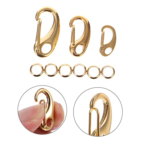 Toyvian 3Pcs Stainless Steel PET Tag Clips with Quick Release Hooks for Dog and Cat Collars Sturdy Lobster Connectors with 6 Rings