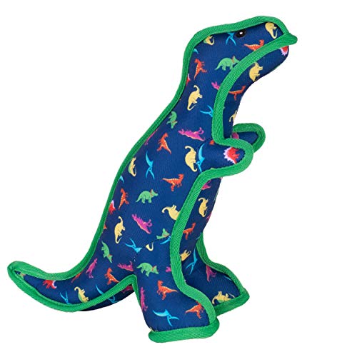 The Worthy Dog Dino Tough Plush Dog Toy – Durable Chomp-Resistant Dog Toy with Multiple Squeakers, Reinforced Mesh Lining & Strong Stitching - Navy, Small - color: Dino - Navy, size: Small