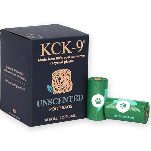 80% Recycled Plastic Dog Poop Bags – Extra Thick, Leak Proof Waste Bags, Big Dog Approved (Unscented, 270 Bags) - size: 270 Count (Pack of 1), style: Unscented