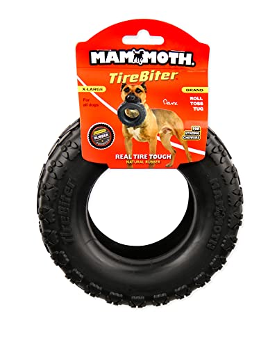 Mammoth TireBiterII – Natural Rubber Dog Toys for Extreme Chewers – Dog Toys for Extra Long Interactive Play – Aggressive Chewer Toys for Large - X-Large Dogs - X-Large 7” - size: X-Large 7", style: Tire