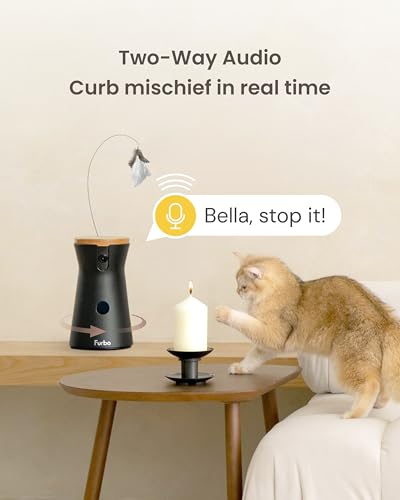 Furbo 360° Cat Camera: Basic See, Talk & Toss Features, No AI Alerts, No Subscription Required, Pet Security Cam w/Meowing Alerts, Rotating View, Treat Toss, 2-Way Audio, Smart Home Kitty Monitoring - style: Cat 360° Camera