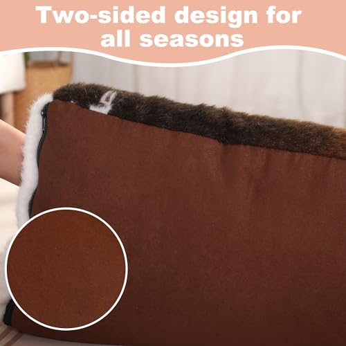 Bedfolks Waterproof Crate Bed, Plush Dog & Cat Bed with Removable Washable Cover, Faux Fur Kennel Pad, 17"x12", Cow Print - color: Cow Print, size: XX-Small(17x12'')