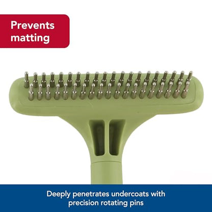 Coastal Pet Safari Dog Undercoat Rake - Top-Grade Double Row Rotating Pins Dematting Rake for Effective Deshedding and Pet Grooming
