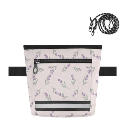 Lavender Water-Resistant Dog Treat Pouch, 3 Ways to Wear Treat Bag with Magnetic Closure & Reflective Strip, Hands-Free for Pet Training, Walking