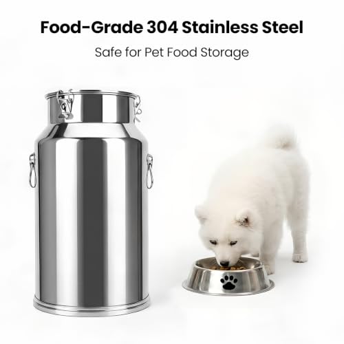 30-40 LBS Stainless Steel Pet Food Storage Container with Airtight Lid | Dog Food Storage Bin, Large Capacity, Scoop Included, 304 Metal Material, Convenient Handle
