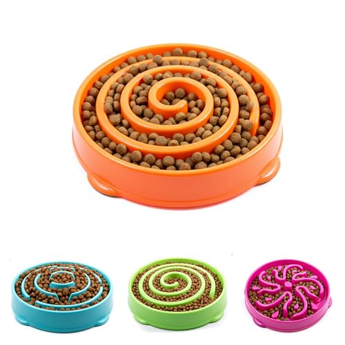 Slow Feeder Dog Bowl for Small, Medium & Large Dogs – Anti-Gulping Puzzle Maze Bowl, Non-Slip Slow Eating Dog Dish, Prevents Bloat & Improves Digestion, Interactive Pet Feeder (Orange, Large) - color: Orange, size: Large
