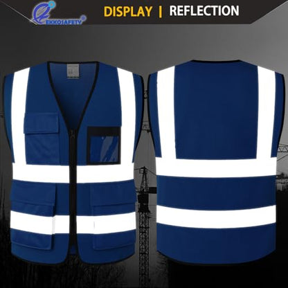 Hi Vis Reflective Safety Vest for Men Women Mesh High Visibility Vest with Pockets,Meets ANSI/ISEA Standards(EK170-Mesh-Blue-M) - color: Blue-170, size: Medium