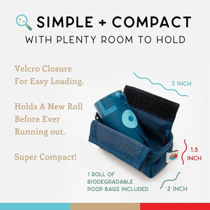 Dog Poop Bag Holder for Leashes, Cat Waste Bag Dispenser, 1000D Nylon, Attach to Cat Leash, Poop Bag Dispenser, Fits Standard Dog Poop Bags - Wildebeest (Navy) - color: Navy