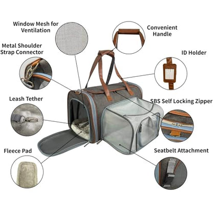 Mr. Peanut's Gold Series Standard Size Airline Compliant Expandable Pet Carrier V3.0 - color: Charcoal Ash