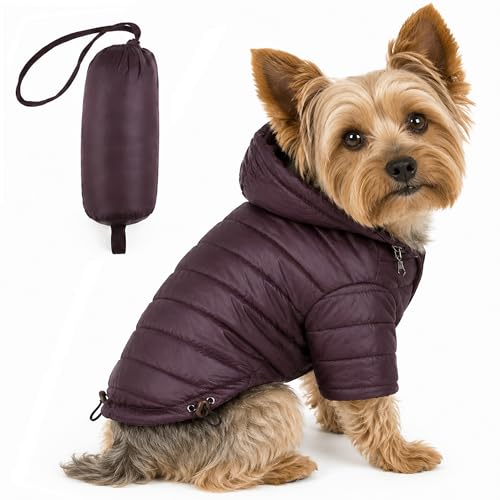 Pet Life ® Sporty Avalanche Lightweight Adjustable Folding Fall and Winter Dog Coat Jacket with Concealed Zippered Pop-Out Hood - color: Brown, size: Medium