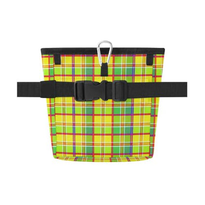Plaid Water-Resistant Dog Treat Pouch, 3 Ways to Wear Treat Bag with Magnetic Closure & Reflective Strip, Hands-Free for Pet Training, Walking