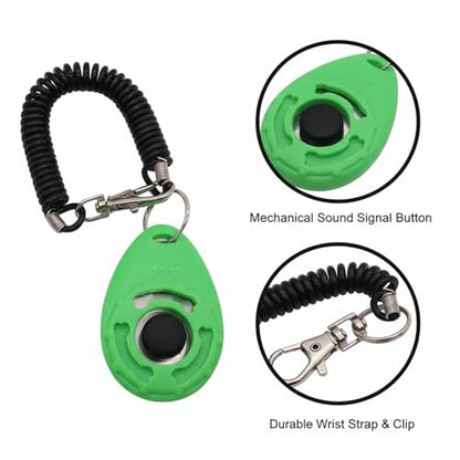 Dog Training Clicker with Wrist Strap - Ergonomic Mechanical Sound Signal for Obedience & Trick Training, Durable PP Plastic (1 Pack) - color: Green