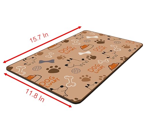Pet Feeding Mat, 15.7 Inch x 11.8 Inch Diatom Ooze Waterproof Anti-Slip Bowel Met for Pet Food and Water (M)