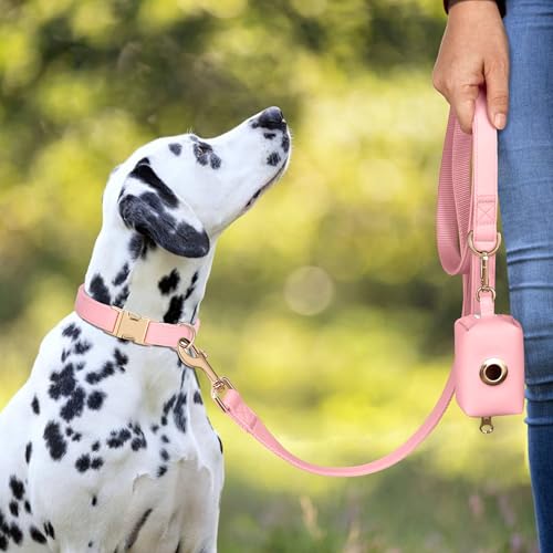 PET ARTIST Soft PU Leather Dog Collar, Bright & Classic Pink Dog Collar with Quick Release Rose Metal Buckle, Adjustable Nylon Padded Durable Pet Collars for Small Dogs Girl, Neck Fit 9-14" - color: Pink, size: S: Fit 9-14" Neck(10-20 lbs)