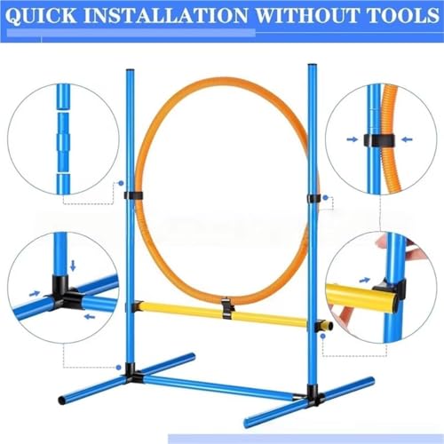 Dog Agility Training Equipment Set,Portable Dog Agility Course Backyard Set with 9ft Dog Tunnel, Weave Poles, Hoop Dog Jumps,Dog Training Kit for Indoor & Outdoor