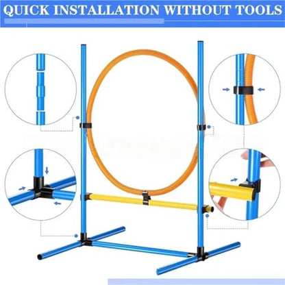 Dog Agility Training Equipment Set,Portable Dog Agility Course Backyard Set with 9ft Dog Tunnel, Weave Poles, Hoop Dog Jumps,Dog Training Kit for Indoor & Outdoor