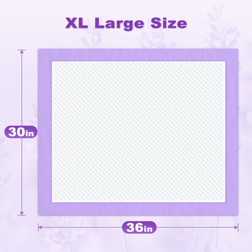 MIZOK Dog Pee Pads 30x36in, Pee Pads for Dogs XL Lavender Scented Odor Eliminating Super Absorbent Up to 10 Cups with 6-Layer Leak-Proof Quick-Dry Purple (40 Counts) - size: X-Large 30"x36“ 40 Counts