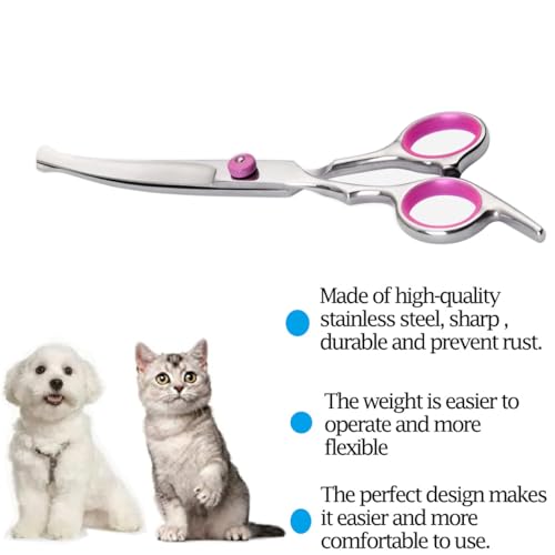 Dog Grooming Scissors, Stainless Steel Pet Grooming Scissors - style: Round headed curved scissors