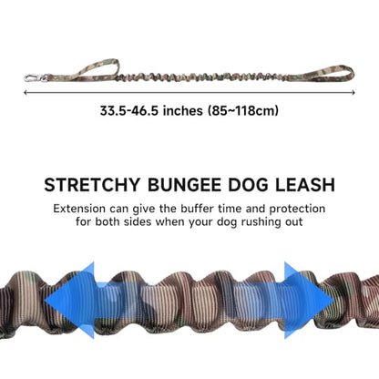 EXCELLENT ELITE SPANKER Military Bungee Dog Leash Elastic Leads Rope with 2 Padded Control Handle for Medium and Small Dogs (MCP) - color: MCP