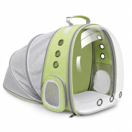 Expandable Cat Carrier Backpack for Cats & Dogs, Bubble Window Pet Travel Backpack with Breathable Mesh, Anti-Collapse Structure, Side Door, Safety Leash, for Vet Visits, Hiking, Outdoor, Light Green - color: LightGreen
