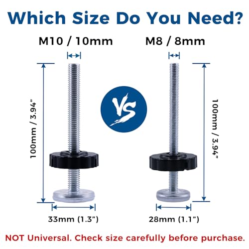 M10 Baby Gate Spindle Rods 4-Pack, Fits 10mm Holes Only, Not for M8, (10mm / 3/8") Extra Long 3.94" Replacement Parts for Pressure Mounted & Pet Safety Gates, Black - color: Black
