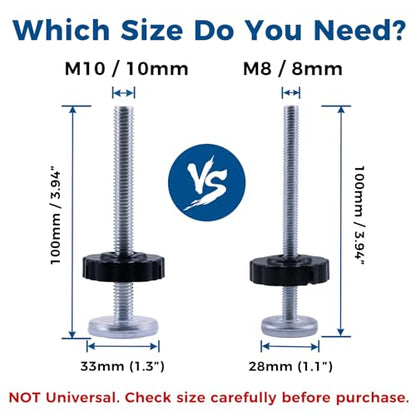 M10 Baby Gate Spindle Rods 4-Pack, Fits 10mm Holes Only, Not for M8, (10mm / 3/8") Extra Long 3.94" Replacement Parts for Pressure Mounted & Pet Safety Gates, Black - color: Black