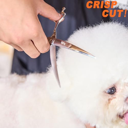 High-end Professional Dog Grooming Curved Scissors Pet Curved Shears 7 Inches Extremely Very Sharp Made Of Stainless Steel Alloy By Hand For Dog Cat Groomer - size: 7inch, style: Curved Shears