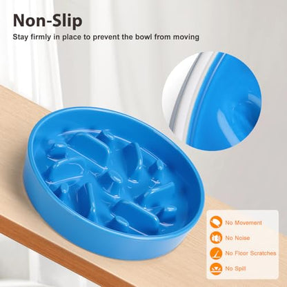 Ceramic Slow Feeder Dog Bowl, 2 Cups Dog Food Bowls for Small, Medium, and Large Breed, Anti-Slip Puzzle Food Dish to Slow Down Eating (Blue, 2 Cups) - color: Maze - Blue