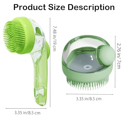 2 PCS Dog Bath Scrubber Brush with Soap & Shampoo Dispenser, Soft Silicone Bristles Pet Grooming Massage Shampoo Brush for Long and Short Haired Dogs and Cats, Shower Bath Tool