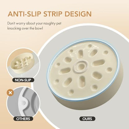 Havniva Ceramic Slow Feeder Dog Bowls, 0.9 Cups Dog Bowl Slow Feeding for Small Breed, 6.1inch Puzzle Dog Food Bowl Slow Feeder Non-Slip Anti-Gulping and Anti-Choking Reduces Bloating - color: 1 x Light Yellow-C, size: 6.1inch