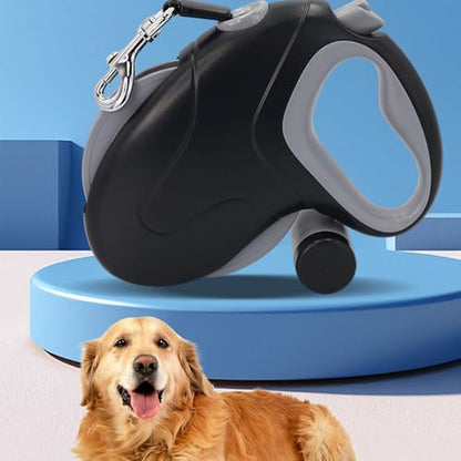 HEEPDD Retractable Dog Leash for Large Dogs, 33ft Heavy Duty Anti Winding One Hand Brake Lock Nylon Tape for Walking Training Outdoor Use (Black 10M Reflective Wire)