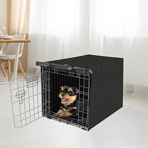 X-ZONE PET Double Door Dog Crate Cover - Polyester Pet Kennel Cover Fits 24 inches Wire Crate, Black - color: Black, size: 24.0"L x 18.0"W x 20.0"H