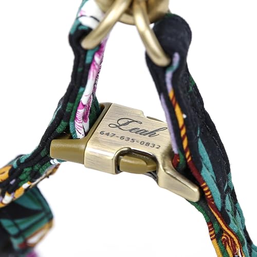 Angie and Allie Organic Cotton Personalized Step in Dog Harness,Custom Dog Halter Vests,Adjustable No Pull Canine Halter Harness for Small Medium Large Dogs - color: Tropical Night, size: XS