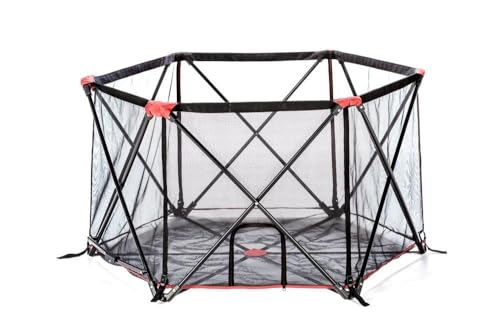 Carlson 6-Panel Foldable and Portable Steel Pet Exercise and Play Pen, Indoor and Outdoor, with Carrying Case, Red - size: 6 Panel