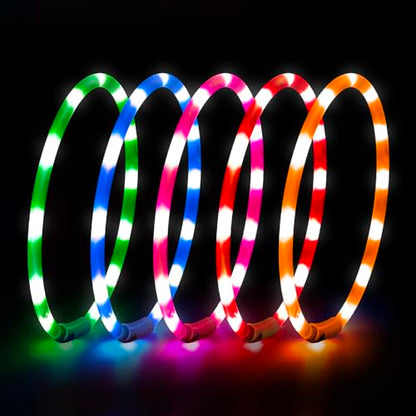 HIGO Light Up Dog Collar, Lightweight Silicone LED Dog Collar, USB Rechargeable Dog Collar Light for Dogs Cats Walking at Night (Red-Silicone) - color: Red-Silicone