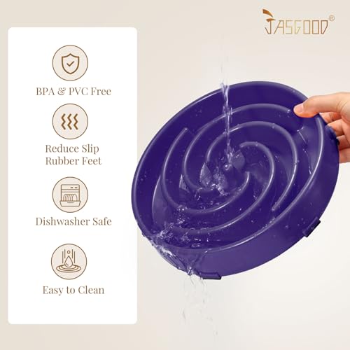 JASGOOD Slow Feeder Bowl for Large Dogs, Anti-Gulping Pet Bowl, Prevents Bloat & Choking - color: N-Taro purple