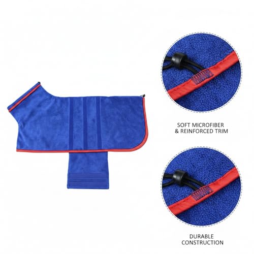 Dog Drying Robe, Absorbent Microfiber Pet Towel Wrap with Leg Openings for Small Dogs - color: Blue