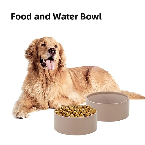 Havniva 7.3inch Ceramic Dog Bowls Dog Food Bowl for Medium Breed Dog Food and Water Bowl Non-Slip Dog Dish Large Capacity Feeding Pet Water Bowl - color: 1 Bowl - Brown Coffee, size: 7.3inch
