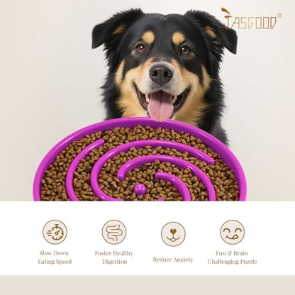 JASGOOD Slow Feeder Dogs Bowl for Large Medium Dogs,Anti-Gulping Pet Slower Food Feeding Bowls Stop Bloat,Preventing Choking - color: F-Purple