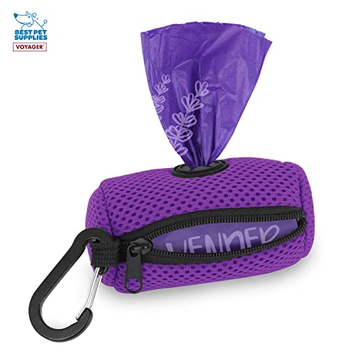 Best Pet Supplies 강아지 배변 봉투 홀더 목줄 부착물, 15개의 가방 포함, 퍼플, 여행, 산책, 공원 및 실외 사용을 위한 재사용 가능한 메시 디스펜서 파우치, 클립온으로 부드럽고 내구성이 뛰어납니다 - color: 메시 (퍼플), size: 1 개(1 팩)