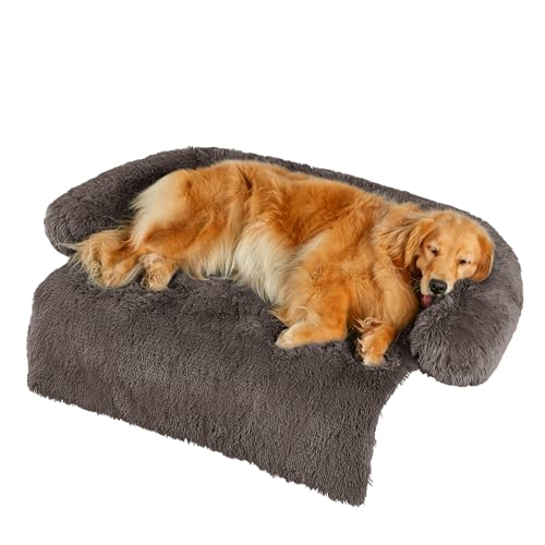Codi Large Calming Dog Bed for Couch – Anti-Anxiety Sofa Protector Mat for XL Dogs, 45''x37''x6'', Machine Washable, Fluffy & Cozy with Non-Slip Bottom, Ash Brown - color: Ash Brown, size: 45.0"L x 37.0"W x 6.0"Th
