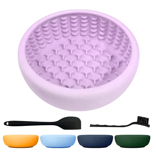 SmartTail Dog Lick Bowl, Freeze Dog Enrichment Bowl for Dogs | BPA-free Silicone,Strong Suction Base,Dishwasher & Freezer Safe,Peanut Butter & Yogurt,Slows Eating,Reduces Boredom - color: purple, size: L